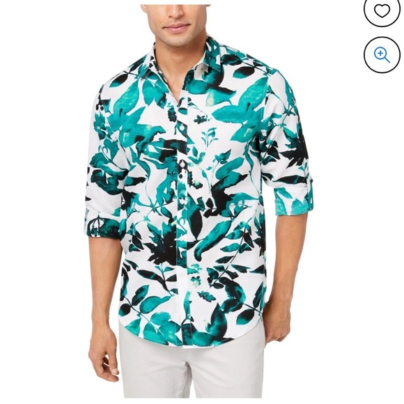 I.N.C Mens Floral Button Down Shirt sz M - Picture 6 of 7